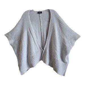 WOODEN SHIPS Women 1 Size L XL 1X 2X Cardigan Sweater Gray Open Mohair Wool Blnd